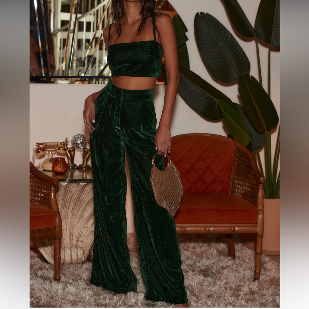 12th Tribe Dark Green Velvet Trousers